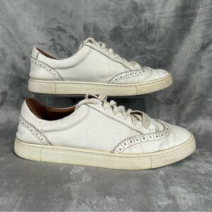 Frye Ivy White Leather Sneakers Women’s Size 9.5 M Lace Up Casual Wing Tip Shoes